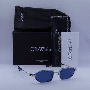 Off-White OERI14J LOA 7245 Geometric Sunglasses – Silver/Blue